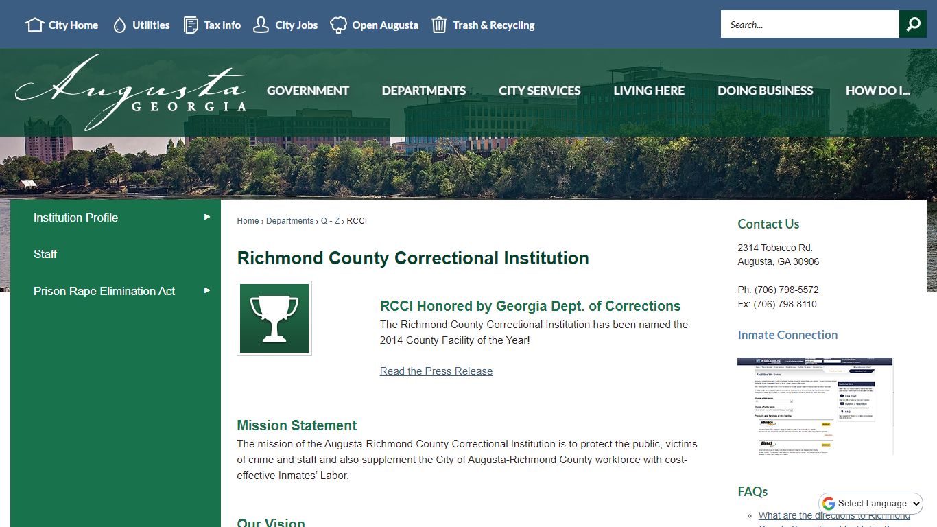 Richmond County Correctional Institution | Augusta, GA - Official Website